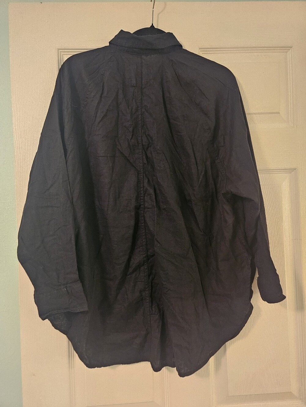 Aerie SZ S NWT Black Linen Blend Button Down Beachy Cover Up Long Sleeve Top - Picture 3 of 11
